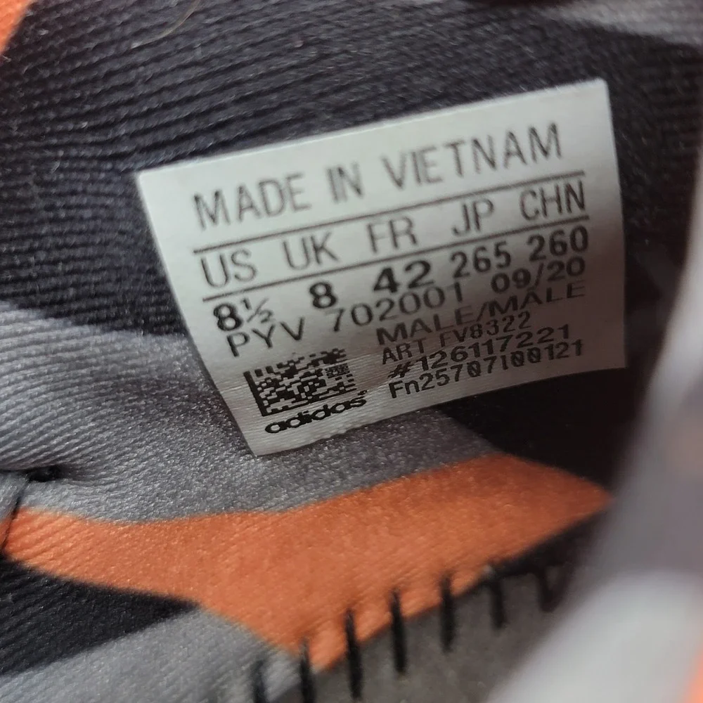 Size 8.5 - Adidas UltraBoost 20 Black Signal Orange Camo